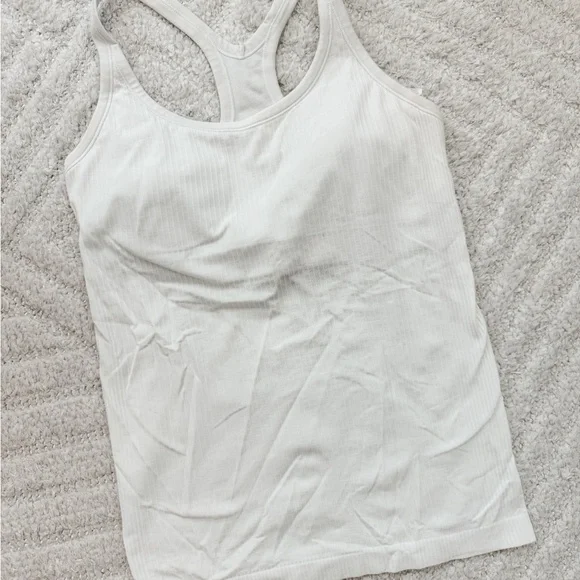lululemon White Ribbed Ebb to Steet Tank Top - Size 8 - Picture 2 of 5